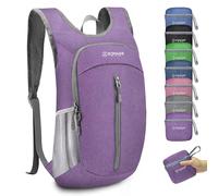 ZOMAKE Lightweight Foldable Backpack,Packable Rucksack 10L Ultra Light Small collapsible daypack For Men Women Travel Hiking Walking(Purple)