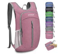 ZOMAKE Lightweight Foldable Backpack,Packable Rucksack 10L Ultra Light Small collapsible daypack For Men Women Travel Hiking Walking(Pink)
