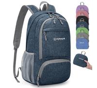 ZOMAKE Lightweight Foldable Backpack, Packable Rucksack (20L/Navy Blue C) | Folding Small Back Pack Foldaway Ultralight Daypack for Women Men Travel Hiking Walking