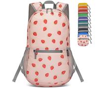 ZOMAKE Lightweight Foldable Backpack Packable Rucksack (20L/Strawberry) | Folding Small Back Pack Foldaway Ultralight Daypack for Women Men Travel Hiking Walking