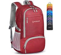 ZOMAKE Lightweight Foldable Backpack,Packable Rucksack 30L Small Walking Rucksacks Travel Daypack Water Resistant For Men Women Outdoor Hiking(Red)