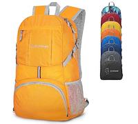 ZOMAKE 35L Lightweight Foldable Backpack Packable Foldable Rucksack,Walking Rucksacks Travel Daypack Water Resistant For Men Women Outdoor Hiking(Yellow)