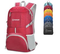 ZOMAKE Lightweight Foldable Backpack Packable Rucksack (35L/Red) | Folding Small Back Pack Foldaway Ultralight Daypack for Women Men Travel Hiking Walking