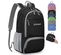 ZOMAKE Lightweight Foldable Backpack, Packable Rucksack Folding Small Back Pack 20L Foldaway Ultralight Daypack Collapsible for Women Men Travel Hiking Walking (Black)