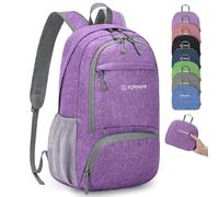 ZOMAKE Lightweight Foldable Backpack, Packable Rucksack Folding Small Back Pack 20L Foldaway Ultralight Daypack Collapsible for Women Men Travel Hiking Walking (Purple)