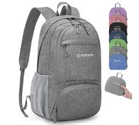 ZOMAKE Lightweight Foldable Backpack, Packable Rucksack Folding Small Back Pack 20L Foldaway Ultralight Daypack Collapsible for Women Men Travel Hiking Walking (Grey)