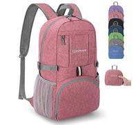 ZOMAKE Lightweight Foldable Backpack, Packable Rucksack Folding Small Back Pack 25L Foldaway Ultralight Daypack Collapsible for Women Men Travel Hiking Walking (Pink)