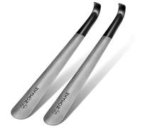 ZOMAKE Metal Shoe Horn 42CM - Long Handled Shoehorn,Extra Long Shoe Horns with Rubber Sleeve for Men Women the Elderly(2pcs Silver)