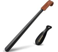 ZOMAKE Metal Shoe Horn 42CM - Long Handled Shoehorn, Travel Shoe Horns 19CM for Men Women The Elderly (2pcs Black)