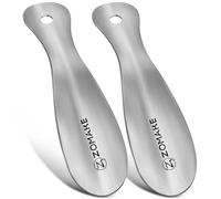 ZOMAKE Metal Shoe Horn, Small Shoehorn for Men Women Kids, 19CM Travel Shoe Spoon Helper Lazy Short Football Boot Horn (2 pcs)
