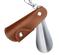 ZOMAKE Metal Shoe Horn, Small Shoehorn for Men Women Kids, 9CM Travel Lazy Mini Shoe Spoon Helper Short Football Boot Horn (Brown)