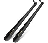 ZOMAKE Shoe Horn 42CM,Thickened Long Metal Shoe Horns At Handle - Extra Large Handled Metal Shoehorn For Men Women Elderly- Very Strong Shoe Spoon With Hanging Hole (2pcs Black)