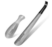 ZOMAKE Shoe Horn Long Handled, 42CM Long Shoehorn Metal for Men Women Elderly Seniors, Extra Long Shoe Spoon Helper,19CM Boot Horn for Football Boots (2 pcs)