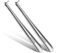 ZOMAKE Shoe Horn Long Handled, Long Shoehorn Metal 42CM for Men Women Elderly Seniors, Extra Long Shoe Spoon Helper Football Boot Horn with Curved Handle (2 pcs)