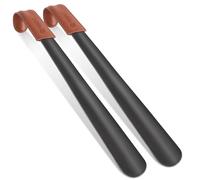 ZOMAKE Shoe Horn Long Handled Metal Shoe Horns,42CM Long ShoeHorn for Men Women Elderly Seniors,Extra long Shoes Helper,Boot horn Shoe Spoon with Leather Handle(2pcs Black)