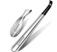 ZOMAKE Shoe Horn Long Handled,Stainless Steel Shoehorns Metal Shoe Helper for Men Women Elderly Seniors,Shoe Spoon Silver Boot Horn 42CM and 19CM(2pcs Silver)