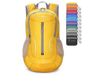ZOMAKE Ultra Lightweight Packable Backpack, 25L Small Water Resistant Rucksack Foldable Travel Daysack for Men Women Outdoor Hiking Mustard