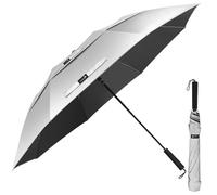 ZOMAKE UV Golf Umbrella for Sun Protection, Large Sun Umbrella Compact Windproof and Rainproof Strong UPF 50+, 59 In Reflective Golfing Brolly Foldable for Men Women (Black)