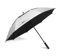 ZOMAKE UV Golf Umbrella for Sun Protection,Large Sun Umbrella Windproof and Rainproof Strong UPF 50+,Reflective Golfing Brolly 68In Unbreakable for Men Women (Silver/Black)
