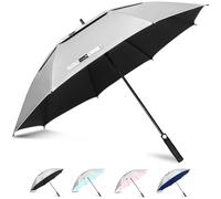 ZOMAKE UV Golf Umbrella for Sun Protection,Large Sun Umbrella Windproof and Rainproof Strong UPF 50+,Reflective Golfing Brolly 54In Unbreakable for Men Women (Silver/Black)