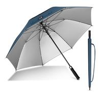 ZOMAKE UV Golf Umbrella for Sun Protection,Large Sun Umbrella Windproof and Rainproof Strong UPF 50+,Reflective Golfing Brolly 62In Unbreakable for Men Women (Navy Blue, Silver)