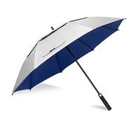 ZOMAKE UV Golf Umbrella for Sun Protection,Large Sun Umbrella Windproof and Rainproof Strong UPF 50+,Reflective Golfing Brolly 68In Unbreakable for Men Women (Silver/Navy Blue)