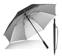 ZOMAKE UV Golf Umbrella for Sun Protection,Large Sun Umbrella Windproof and Rainproof Strong UPF 50+,Reflective Golfing Brolly 62In Unbreakable for Men Women (Black, Silver)