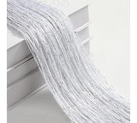 Zomanon Door String Curtain Tassel Curtain, Luxury Tassel String Door Curtain Beads Decorative 200 x 100 cm Fly Screen Room Divider Window Tassel Curtain Panel for Bedroom Hotel Living Room (Silver)
