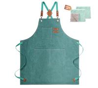 ZOMAO Chef Apron, Cotton Canvas Gardening Apron with Large Pockets for Men and Women,Kitchen Cooking Baking Bib Heavy Duty Adjustable Garden Apron