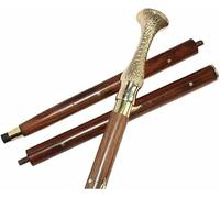 Zomayra Handicrafts Liara Vintage Brass Long Handle Walking Stick Cane Wooden Walking Stick Medieval Replicas Walking Cane Victorian Antique Walking Cane Decorative Design Great Gift, Standard, BROWN