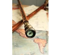 Zomayra Handicrafts Nautical Stylish Brass Compass Spiral Head Handle Walking Stick | Victorian Walking Cane for Adult Wooden Hands Walking Stick | Gift Items, JAB-12-OPX