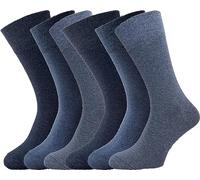 ZombaFlo 6 Pair Diabetic Socks for Men Non Elastic Soft Grip Comfortable Loose Top cotton Rich Stay Up Mens Socks UK Size 6-11 Multipack (Blue)