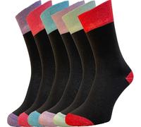 ZombaFlo 6 Pairs Diabetic Socks For Women - Non Elastic - Cotton Rich, Gentle Grip Stay Up Soft Top Socks for Women UK 4-7 Multipack