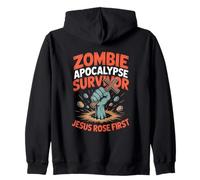 Zombie Apocalypse Survivor Jesus First Christian Zip Hoodie