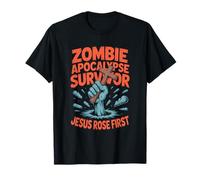 Zombie Apocalypse Survivor Jesus First Cross T-Shirt