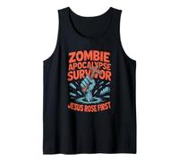 Zombie Apocalypse Survivor Jesus First Cross Tank Top