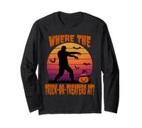 Zombie asks "Where The Trick-or-Treaters At?" Halloween Long Sleeve T-Shirt