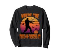 Zombie asks "Where The Trick-or-Treaters At?" Halloween Sweatshirt