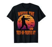 Zombie asks "Where The Trick-or-Treaters At?" Halloween T-Shirt