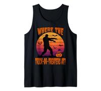 Zombie asks "Where The Trick-or-Treaters At?" Halloween Tank Top