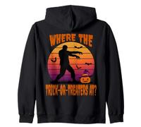 Zombie asks "Where The Trick-or-Treaters At?" Halloween Zip Hoodie