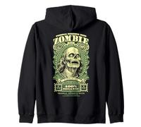 Zombie Benjamin Franklin Halloween Banknote Horror Dollar Zip Hoodie