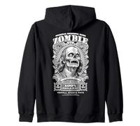 Zombie Benjamin Franklin Halloween Banknote Horror Dollar Zip Hoodie