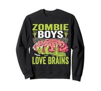 Zombie Boys Love Brains Funny Zombie Son Halloween Costume Sweatshirt