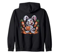 Zombie Bunny Halloween Carrot Creepy Bunny Fun Zip Hoodie