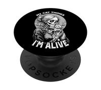Zombie Cat Mom Alive Hugging Kitty Funny Halloween Horror PopSockets Adhesive PopGrip