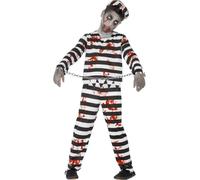 Zombie Convict Prisoner Boys Halloween Fancy Dress Costume