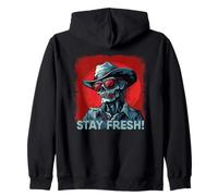 Zombie Cowboy with Saying Zip Hoodie