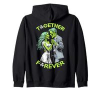 Zombie Dancing Couple Together Forever Couples Halloween Zip Hoodie