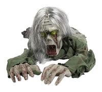 Zombie Decorations Halloween Animatronics Eerie Crawling Zombie Decorations with Sensor Long Hair, Red Eyes & Creepy Sound Halloween Skeleton Decorations for Outdoor Lawn Yard Patio Decoration
